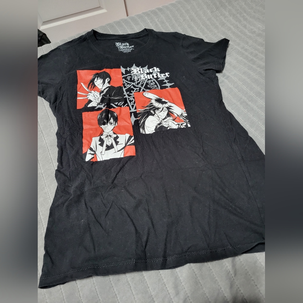 Black butler fitted anime black t shirt